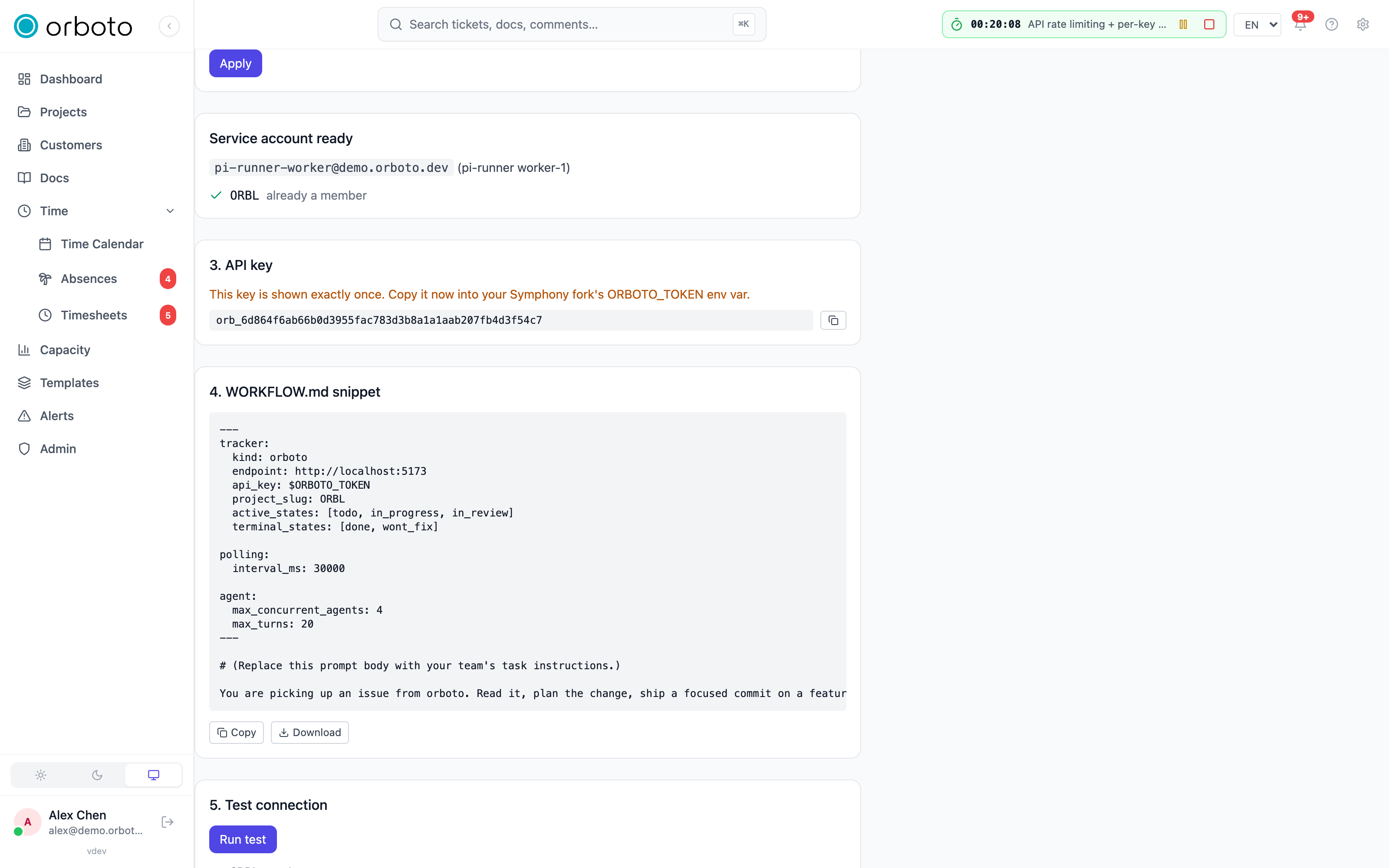 The Symphony setup wizard in the admin panel